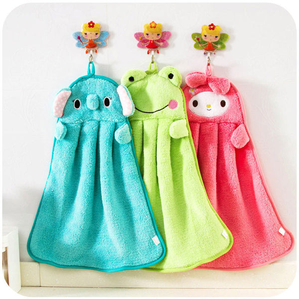 Baby Nursery Hand Towel baby bath towels Toddler Soft Plush Cartoon Animal Wipe Hanging Bathing Towel For Children Bathroom 2016