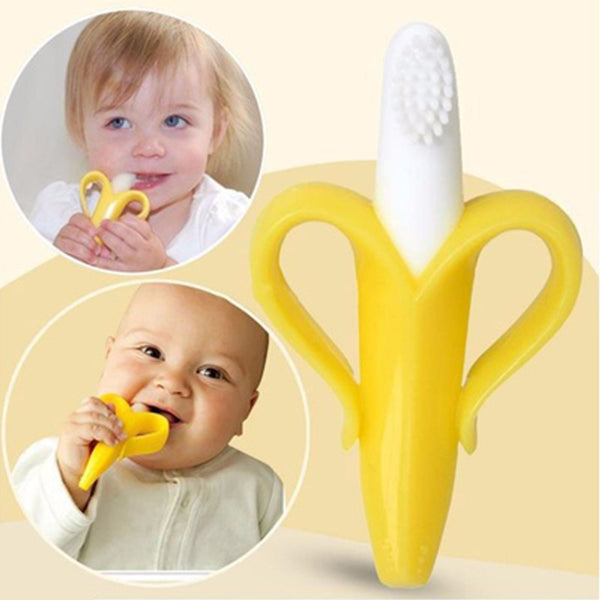 High Quality Infant Baby Teether Toothbrush  Silicone tooth brush Baby chews Banana Chewing Teeth Stick Children Teething Ring