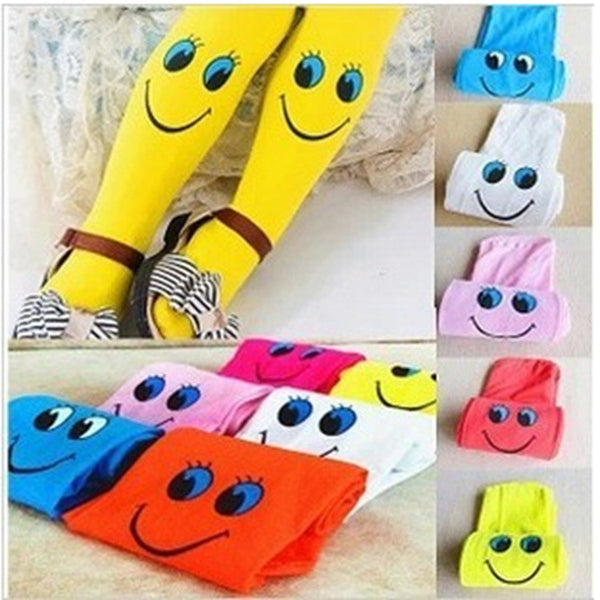 2016 Autumn velvet Lovely smiley face High elasticity Good quality Kids tights for girls children tights 3-8 year girls tights