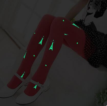 Wholesale Night Shinning Eiffel Tower pattern baby girl tights Children Korean Style Stockings Fashion Kids Pantyhose Hot Sale