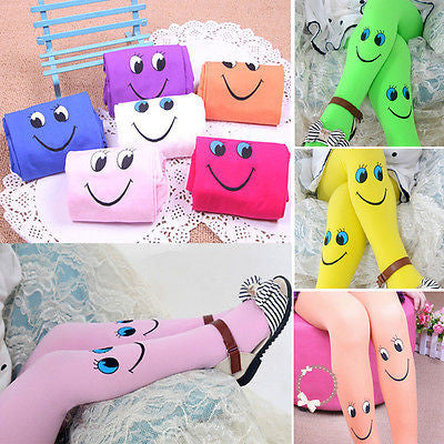 Baby Kids Girls Tights Pantyhose Stockings Novelty Cartoon Cute Smile Soft Velvet Ballet Lovely Stocking Muiti-colored