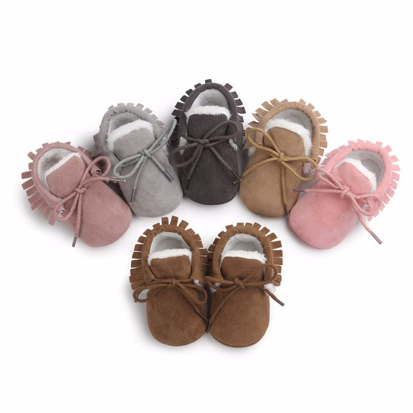 0-18M | Boys & Girls Suede PU  Leather Moccasins | Bebe Fringe