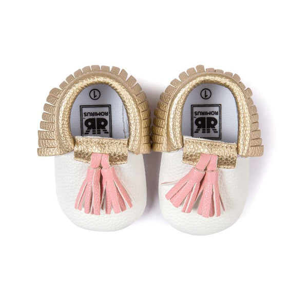 0-18M | Boys & Girls PU Suede Leather Moccasins | Tassel Bow Shoes