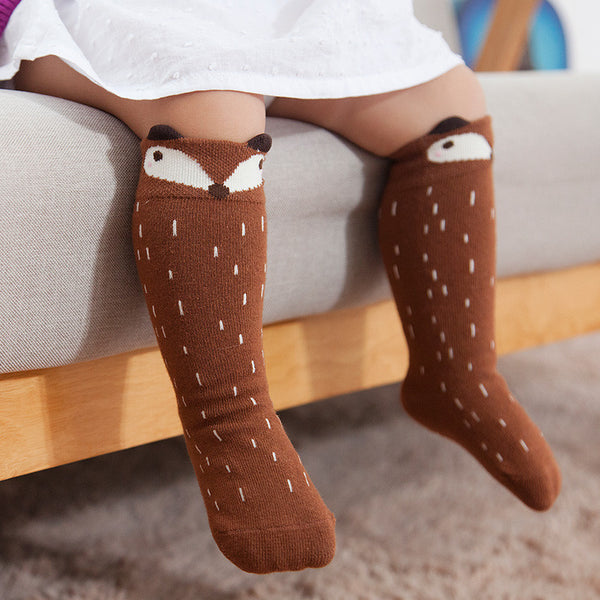 2016 Autumn Winter Newborn Girls Knee High Totoro Socks Cartoon Cute Weather Pattern Baby Girls Cotton Sock Infantis Fox Socks
