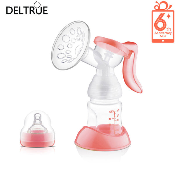 DELTRUE  Pink/Yellow  Manual Breast Pump  Breast Feeding Bottle Bpa Free Milk Pumps Baby Nipple Suction Feeding Baby Breast Pump