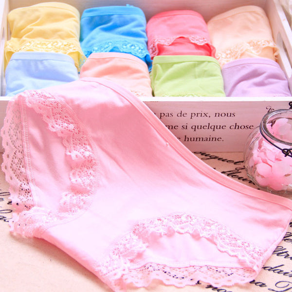 Fashion bamboo charcoal fiber underwear women Modal panties solid color lace shorts briefs comfortable breathable girls panties
