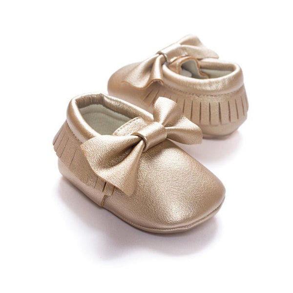 2017 Unisex Toddlers Baby Shoes Soft Soled Tassel PU Leather Crib Shoes Prewalker Bow Shoe First Walkers Without Logo