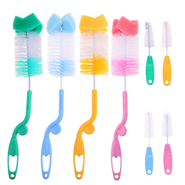 2pcs/set Baby Bottle Brush Nipple Brush 360-degree Rotating Head Cleaning Sponge Cup Brush Kit