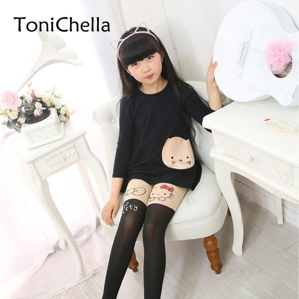 Girl's Kids Splice Thick Baby Devil Cat Elastic Waist Tight Cotton Velvet Stocking Knitted Stitching Pantyhose T0192