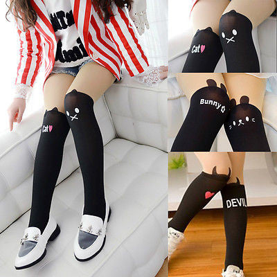 Baby Girl's Stockings Fashion Tight Solid Cute Cartoon Kitten Children Girls Kids Stockings 4 Designs