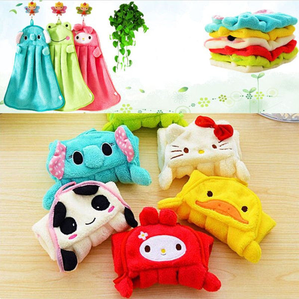 Baby Nursery Hand Towel Super Soft Flannel Kids Hand Towel Colorful Cute Cartoon Hanging Hand Towels for Kitchen and Bathroom