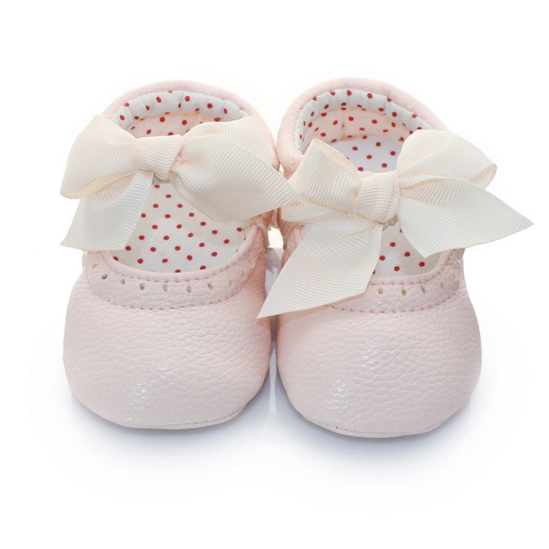 Hot Selling Infant Baby Shoes PU Leather Bowknot Princess Shoes Toddler Slip on Prewalkers 0-18M