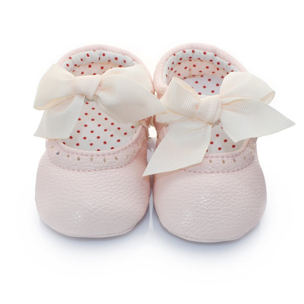 Hot Selling Infant Baby Shoes PU Leather Bowknot Princess Shoes Toddler Slip on Prewalkers 0-18M