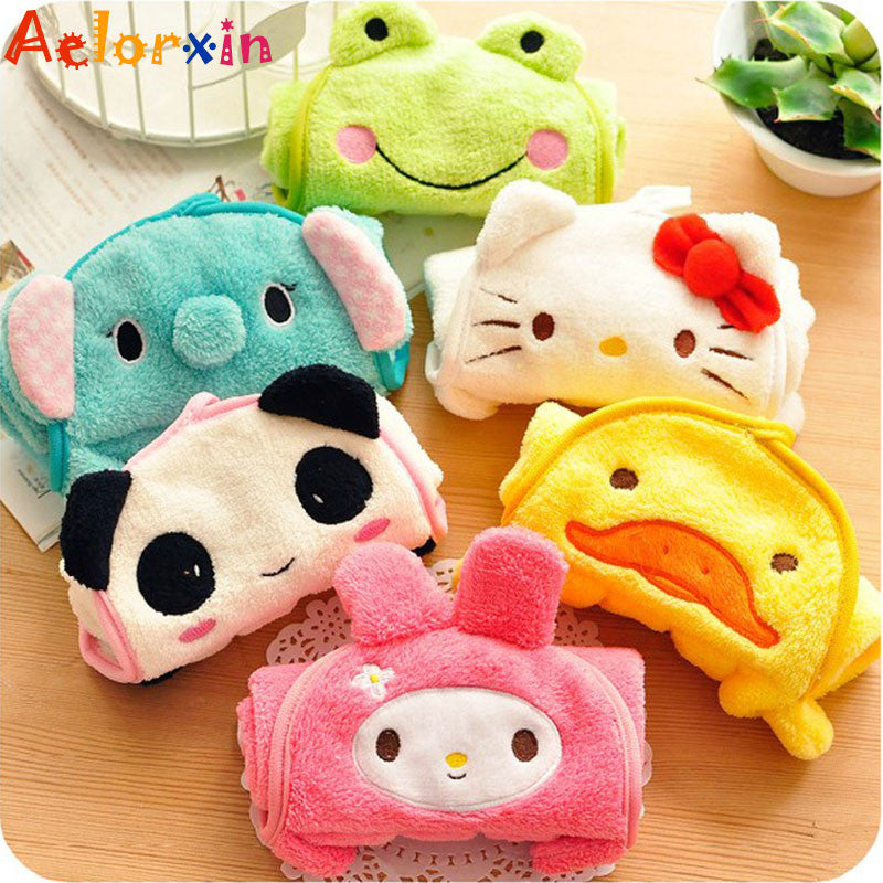 Baby Nursery Hand Towel Toddler Soft Plush Fabric Cartoon Animal Wipe Hanging Bathing Towel For Children