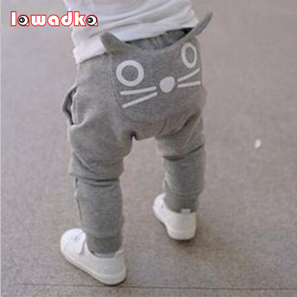 Cute Cartoon Pattern Baby Pants Boys Harem Pants Cotton Owl Trousers Spring and Autumn