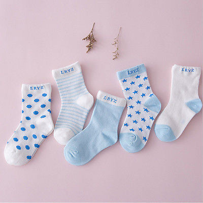 5 Pairs Socks Set Baby Boy Girl Cotton Cartoon Candy Colors Socks NewBorn Infant Toddler Kids Soft Sock
