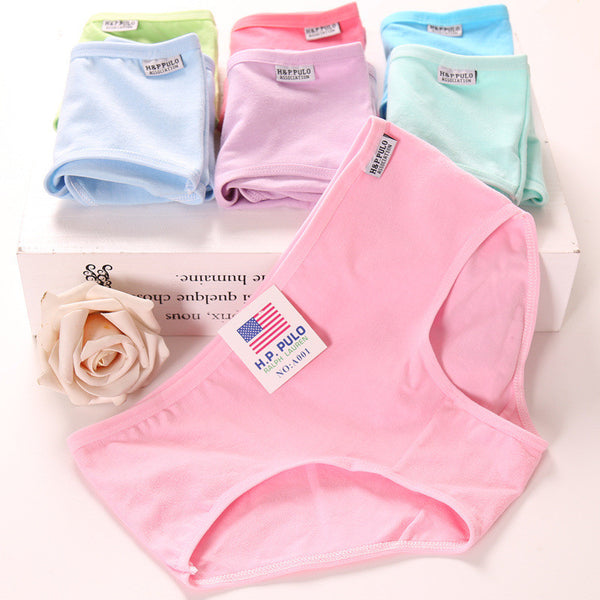 Hot sale cotton girls underwear solid low waist short briefs comfortable Antibacterial woman panties 100% brand new Freeshipping