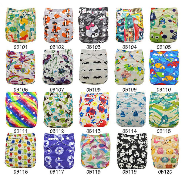 Washable Diapers Couche Lavable 2017 Brand Baby Nappies Animal Pattern Cloth Diaper Bamboo Velour Fitted Reusable Baby Diaper