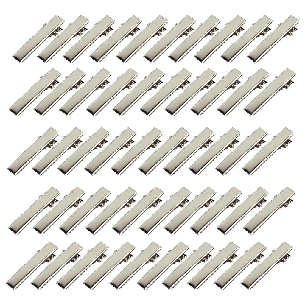 50 Pcs Silver Flat Metal Single Prong Alligator Hair Clips Barrette For Bows DIY Accessories Hairpins