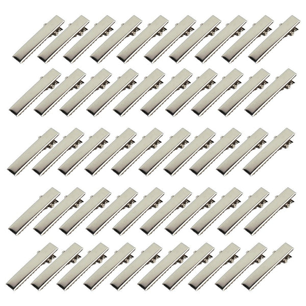 50 Pcs Silver Flat Metal Single Prong Alligator Hair Clips Barrette For Bows DIY Accessories Hairpins