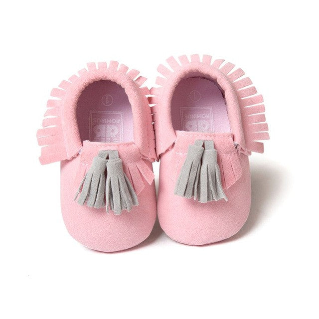 0-18M | Boys & Girls PU Suede Leather Moccasins | Tassel Bow Shoes