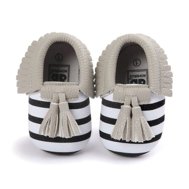 0-18M | Boys & Girls PU Suede Leather Moccasins | Tassel Bow Shoes