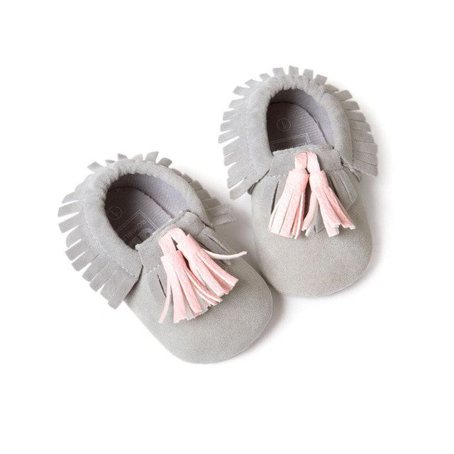 0-18M | Boys & Girls PU Suede Leather Moccasins | Tassel Bow Shoes