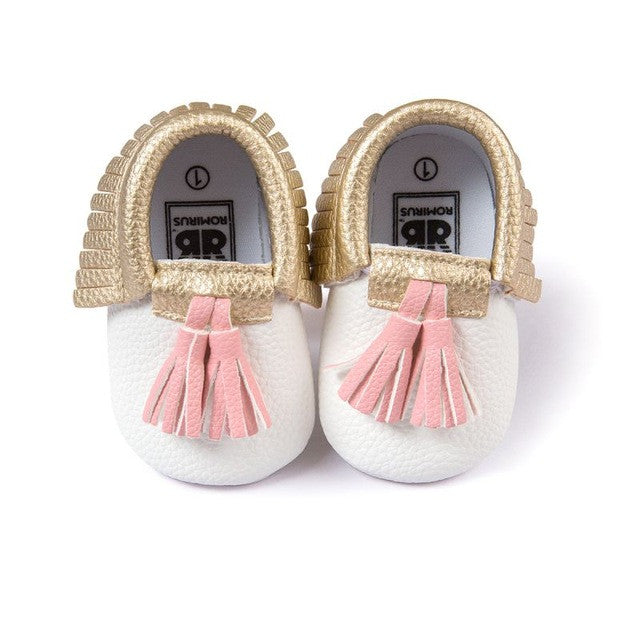 0-18M | Boys & Girls PU Suede Leather Moccasins | Tassel Bow Shoes
