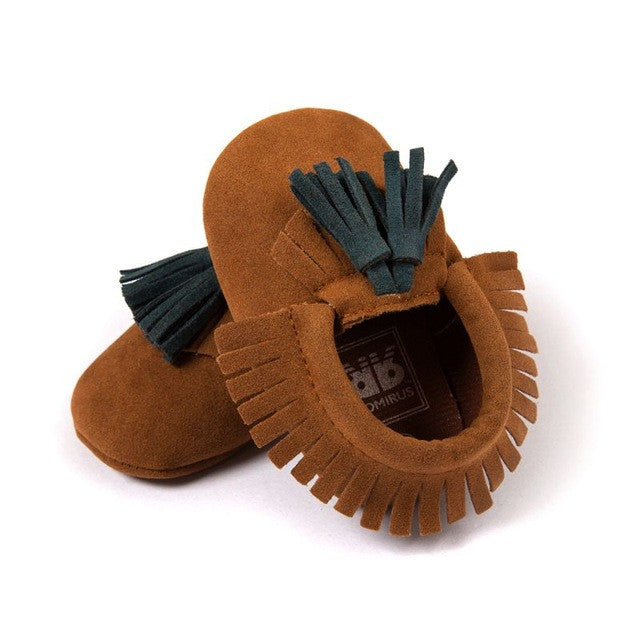 0-18M | Boys & Girls PU Suede Leather Moccasins | Tassel Bow Shoes