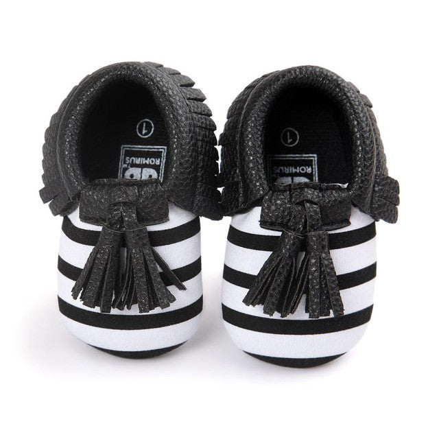 0-18M | Boys & Girls PU Suede Leather Moccasins | Tassel Bow Shoes