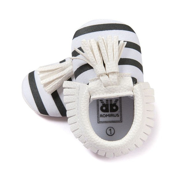0-18M | Boys & Girls PU Suede Leather Moccasins | Tassel Bow Shoes