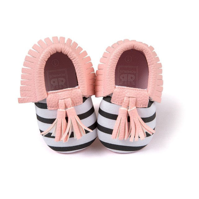 0-18M | Boys & Girls PU Suede Leather Moccasins | Tassel Bow Shoes