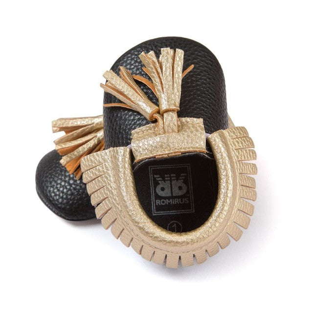 0-18M | Boys & Girls PU Suede Leather Moccasins | Tassel Bow Shoes