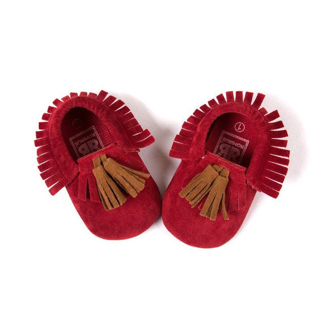 0-18M | Boys & Girls PU Suede Leather Moccasins | Tassel Bow Shoes