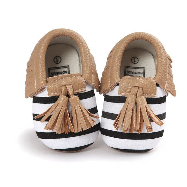 0-18M | Boys & Girls PU Suede Leather Moccasins | Tassel Bow Shoes