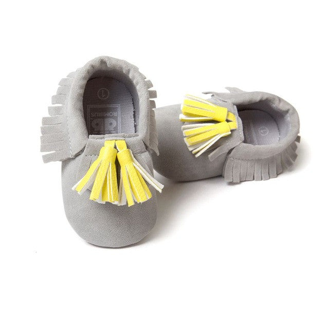 0-18M | Boys & Girls PU Suede Leather Moccasins | Tassel Bow Shoes