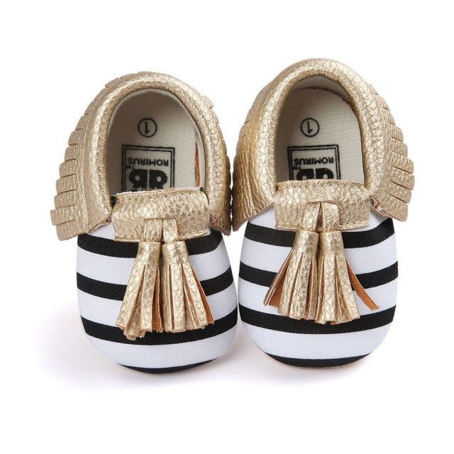 0-18M | Boys & Girls PU Suede Leather Moccasins | Tassel Bow Shoes