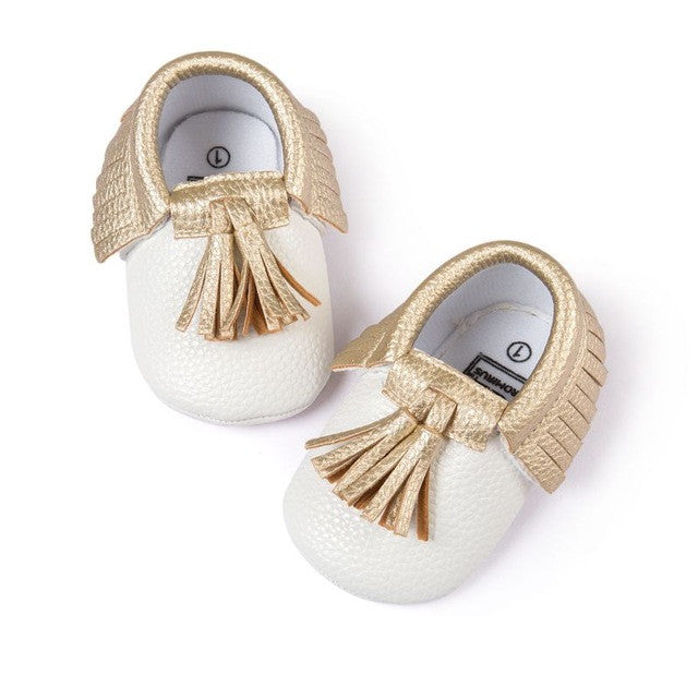 0-18M | Boys & Girls PU Suede Leather Moccasins | Tassel Bow Shoes