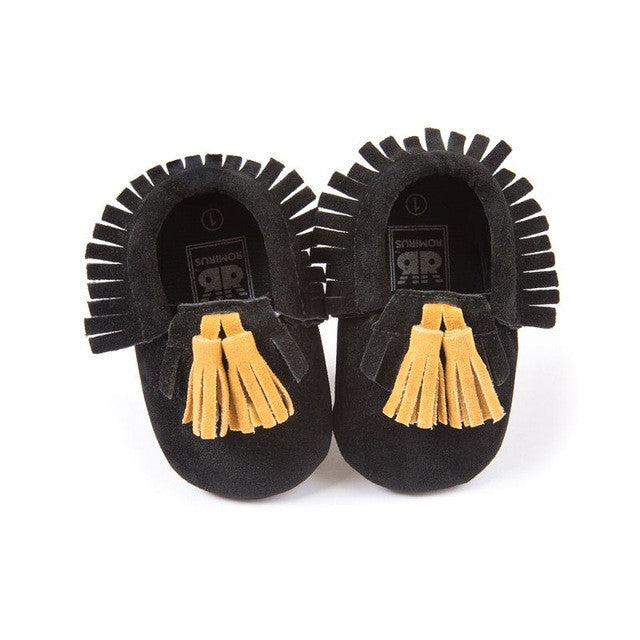 0-18M | Boys & Girls PU Suede Leather Moccasins | Tassel Bow Shoes