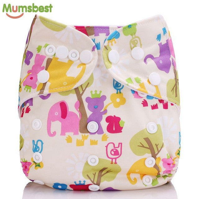 [Mumsbest] New Baby Washable Cloth Diaper Cover Cartoon Animal Adjustable Nappy Reusable Cloth Diapers Available 0-2years 3-13kg