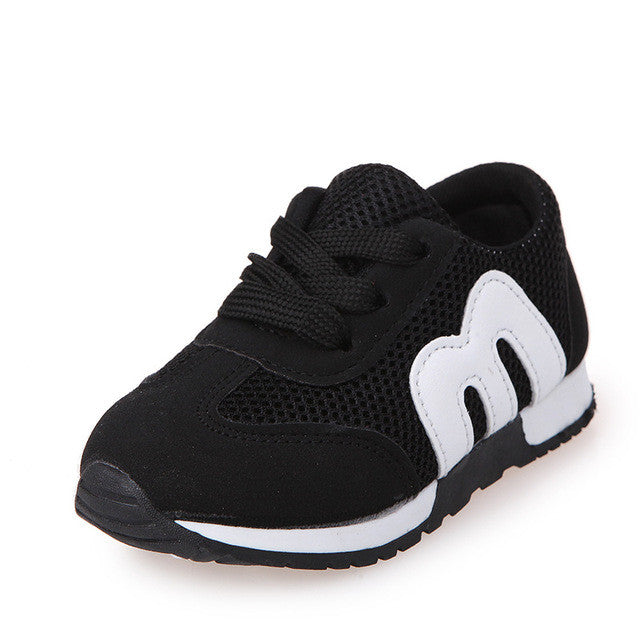 Autumn hot sale children's M shoes alphabet mesh casual running kids shoes sports non-slip fashion sneakers for girls boys 21-30