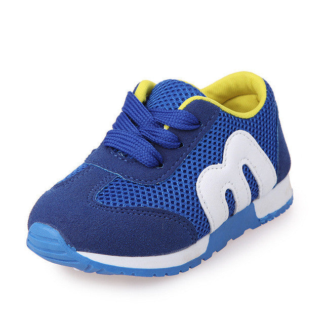 Autumn hot sale children's M shoes alphabet mesh casual running kids shoes sports non-slip fashion sneakers for girls boys 21-30
