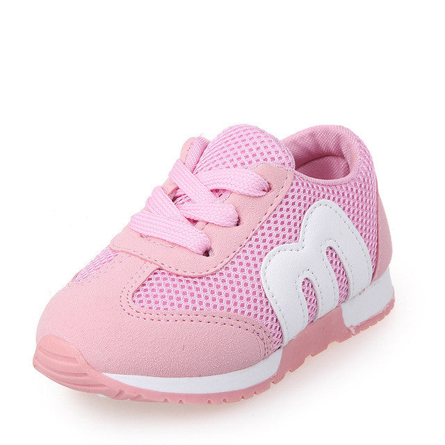 Autumn hot sale children's M shoes alphabet mesh casual running kids shoes sports non-slip fashion sneakers for girls boys 21-30