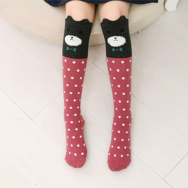 Cartoon Cute Children Socks Print Animal Cotton Baby Kids Socks Knee High Long Fox Socks For Toddler Girl Clothing Accessories