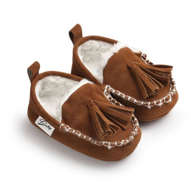 0-18M | Boys & Girls Suede PU  Leather Moccasins | Bebe Fringe