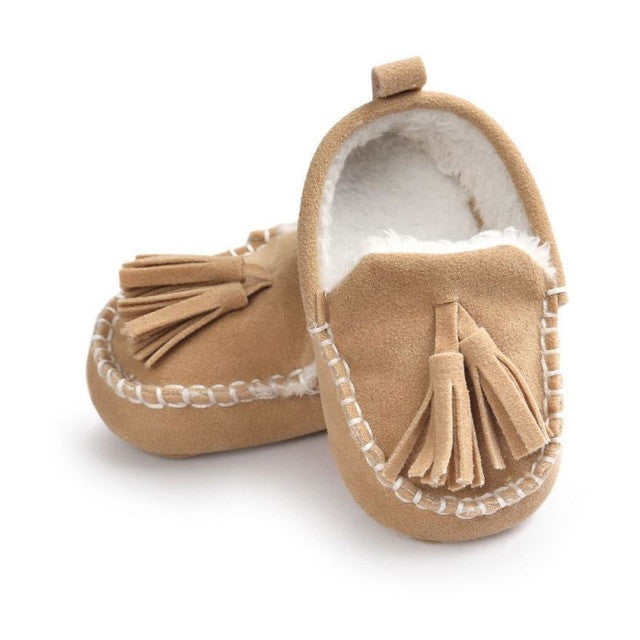 0-18M | Boys & Girls Suede PU  Leather Moccasins | Bebe Fringe