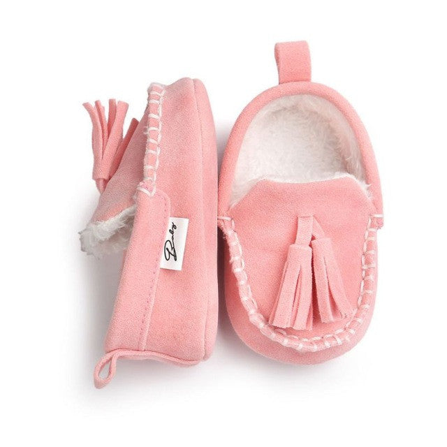 0-18M | Boys & Girls Suede PU  Leather Moccasins | Bebe Fringe