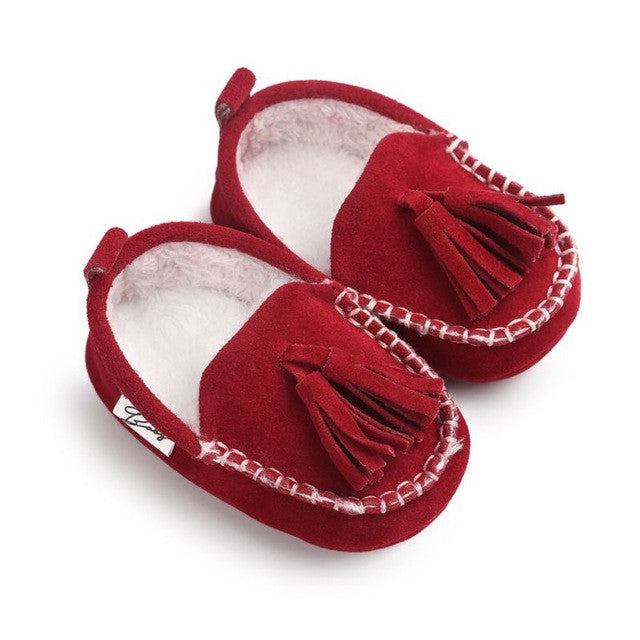 0-18M | Boys & Girls Suede PU  Leather Moccasins | Bebe Fringe