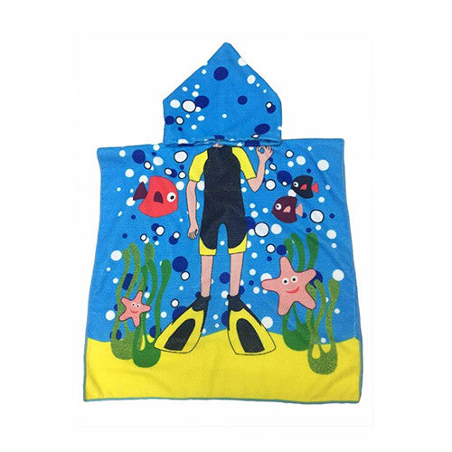 New Children Beach Towel 120*60cm Kids Hooded Cloak Cartoon Baby Boys Girls Towel Bibulous Towel For Children Serviette De Bain