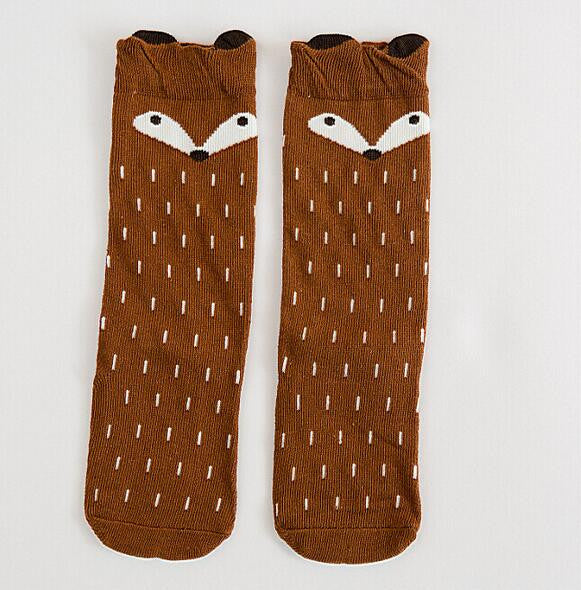 Free Shipping Baby Girls leg warmer Fox Cotton Cute Little Character Knee Socks Kid Clothing unisex Toddler Boot Socks Cartoon